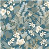 Papel pintado floral contemporáneo azul · Caselio Blue Shades 102656162