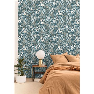 Contemporary floral blue wallpaper 2