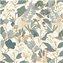 Elegante florale Tapete in Blau und Gold · Caselio Blue Shades 102656260