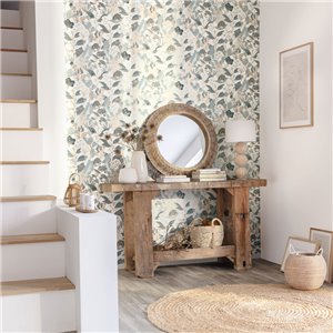 Elegante florale Tapete in Blau und Gold 2