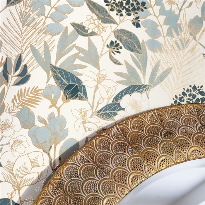 Elegante florale Tapete in Blau und Gold · Caselio Blue Shades 102656260