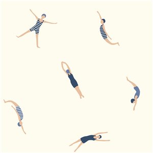 Figurative Schwimmer-Tapete auf weißem Hintergrund