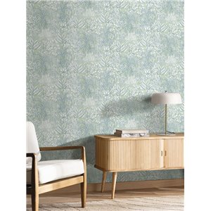 Papel pintado tropical de hojas verdes suaves 2