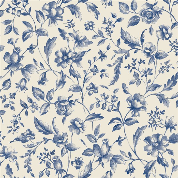 Floral Toile de Jouy blue and beige wallpaper · Caselio Blue Shades 107506110