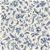 Floral Toile de Jouy blue and beige wallpaper