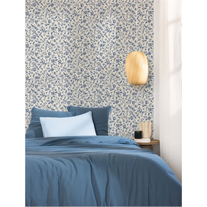 Floral Toile de Jouy blue and beige wallpaper · Caselio Blue Shades 107506110