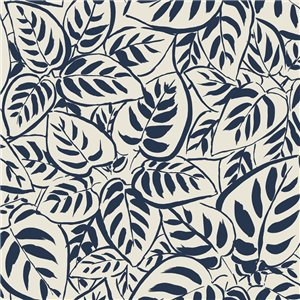 Papel pintado hojas tropicales azul