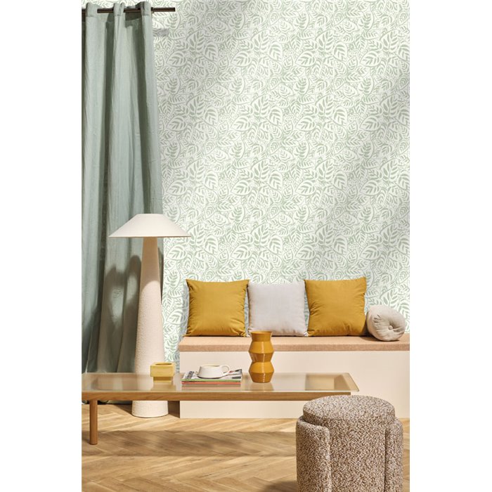 Papel pintado con hojas verdes superpuestas · Caselio Blue Shades 107557070