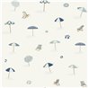 Papier peint nautique à parasols bleus et blancs