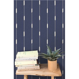 Papel pintado ikat azul noche en líneas verticales 2