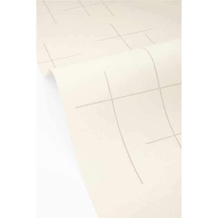 Papel pintado de líneas cruzadas beige con aspecto textil · Caselio Blue Shades 107521100