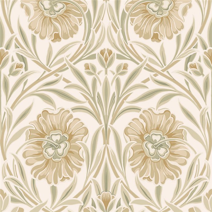 Wallpaper large stylized flowers in beige · Casamance Isadora 70370100