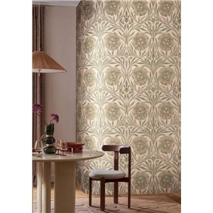 Papel pintado flores grandes stylizadas beige 2