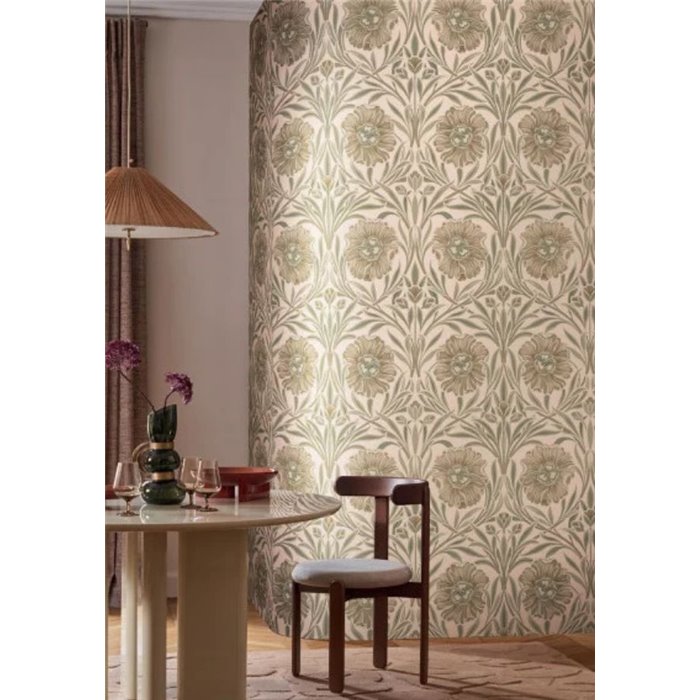 Wallpaper large stylized flowers in beige · Casamance Isadora 70370100