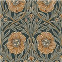 Papel pintado flores grandes estilo retro verde y azul · Casamance Isadora 70370304
