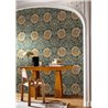 Papel pintado flores grandes estilo retro verde y azul · Casamance Isadora 70370304