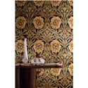 Papel pintado flores grandes dorado metálico · Casamance Isadora 70370406