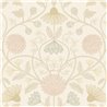Papel pintado floral clásico beige con acabado metalizado