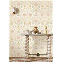 Papel pintado floral clásico beige con acabado metalizado · Casamance Isadora 70450508