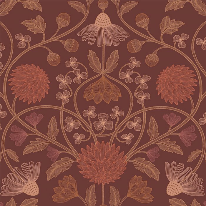 Papier peint floral classique marron · Casamance Isadora 70450814