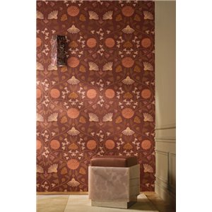 Papel pintado floral clásico marrón 2