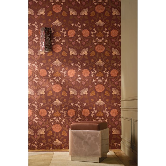 Papel pintado floral clásico marrón · Casamance Isadora 70450814
