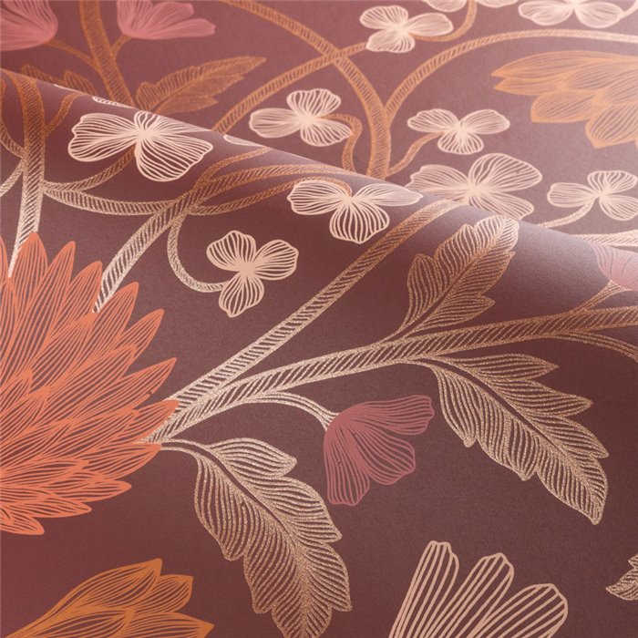 Papel pintado floral clásico marrón · Casamance Isadora 70450814