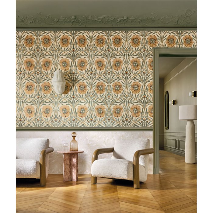 Moderne florale Tapete in metallischem Beige · Casamance Isadora 70681426