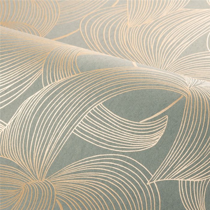 Papel pintado floral metálico gris y dorado · Casamance Isadora 70681630