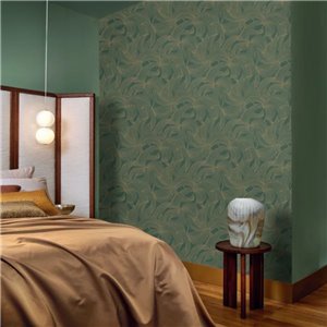 Papel pintado floral metálico verde elegante 2