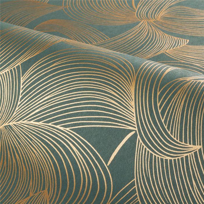 Elegante metallische grüne Tapete mit Blumenmotiv · Casamance Isadora 70681732