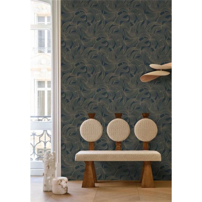 Papel pintado floral dorado metalizado elegante · Casamance Isadora 70681936