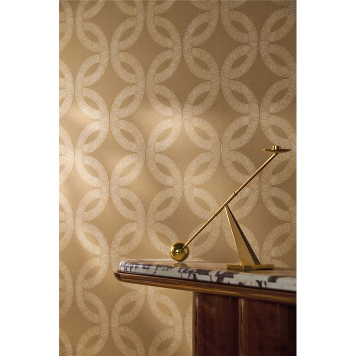 Geometric beige wallpaper with relief · Casamance Isadora 70692140