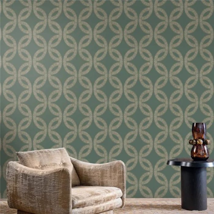 Metallic geometric green wallpaper · Casamance Isadora 70692242