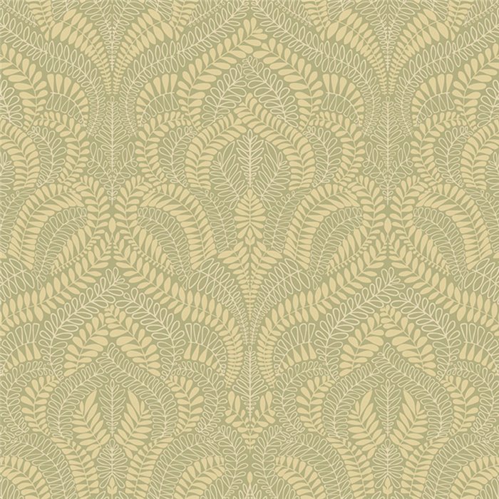 Green metallic arabesque wallpaper · Casamance Isadora 75821120