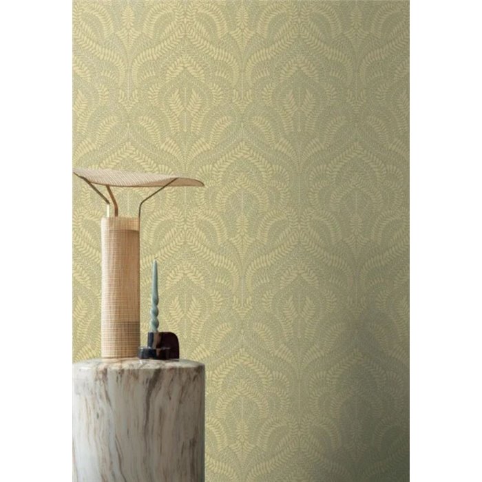 Green metallic arabesque wallpaper · Casamance Isadora 75821120