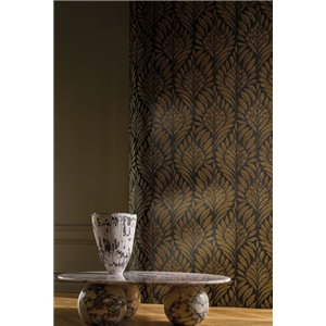 Art déco gold stylized leaves wallpaper 2