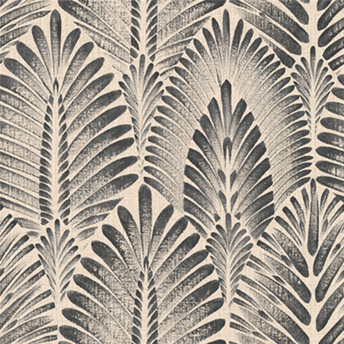 Tapete mit anthrazitfarbenem Palmblattmotiv · Casamance Lanzea 75470916