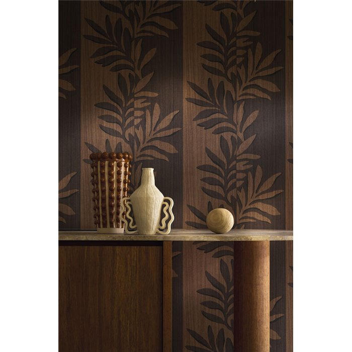 Papier peint branches en noyer et wengé · Casamance Lanzea 75601120