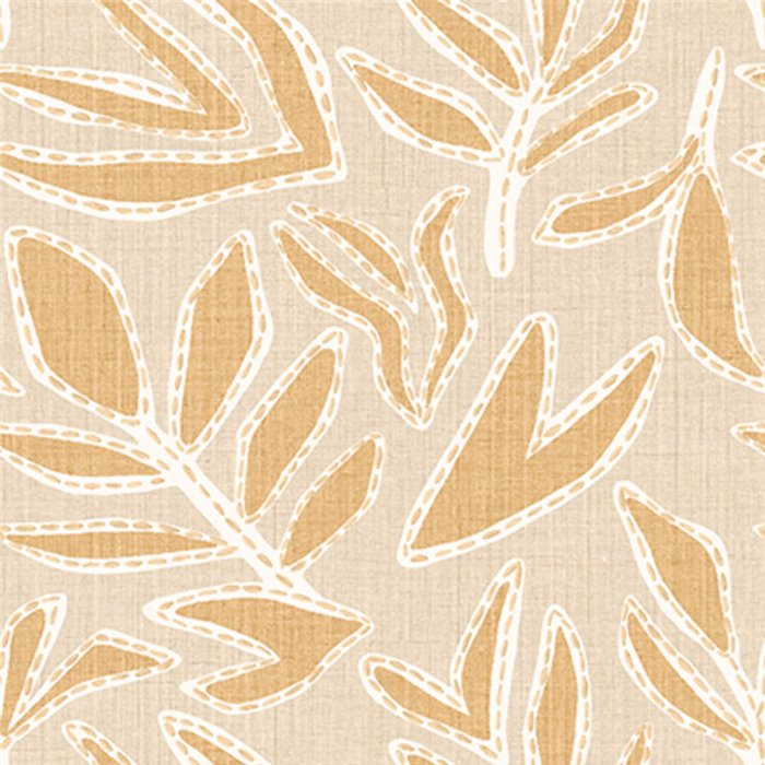 Wallpaper embroidered leaves beige and vanilla · Casamance Lanzea 77640100