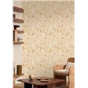 Tapete gestickte Blätter beige und vanille · Casamance Lanzea 77640100