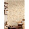 Tapete gestickte Blätter beige und vanille · Casamance Lanzea 77640100
