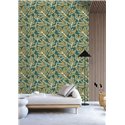 Tapete bestickte Blätter grün und oliv · Casamance Lanzea 77640304