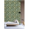 Tapete bestickte Blätter grün und oliv · Casamance Lanzea 77640304