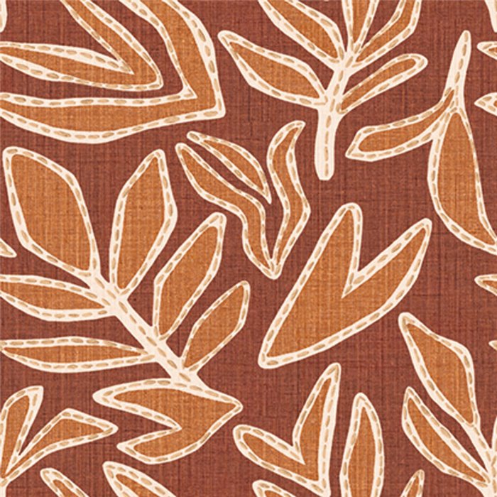 Tapete mit bestickten Blättern in Terrakotta · Casamance Lanzea 77640406