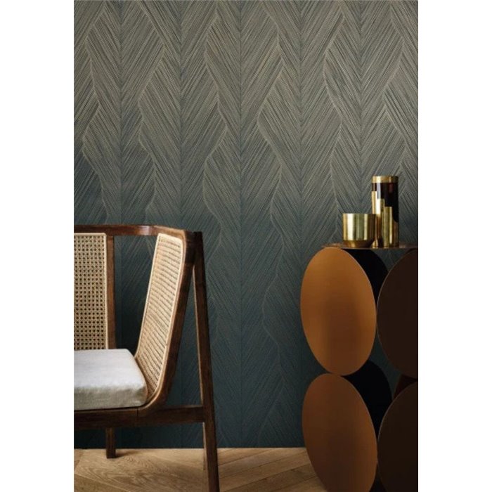 Texturierte goldene Streifen-Tapete mit Glanz-Effekt · Casamance Ecrin 74910304