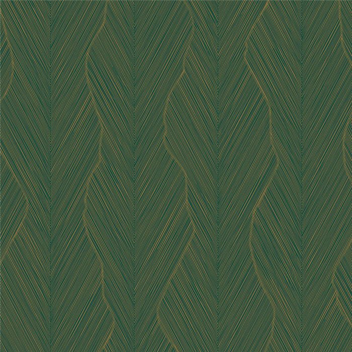 Papier peint de luxe émeraude et rayures dorées · Casamance Ecrin 74910406