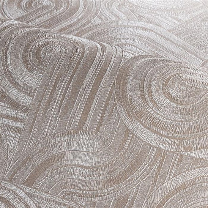Papier peint Art Déco brillant gris nacré · Casamance Ecrin 75000814
