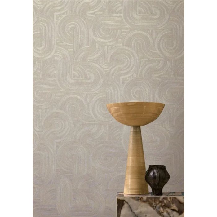 Papier peint géométrique art déco avec éclat métallique · Casamance Ecrin 75000916