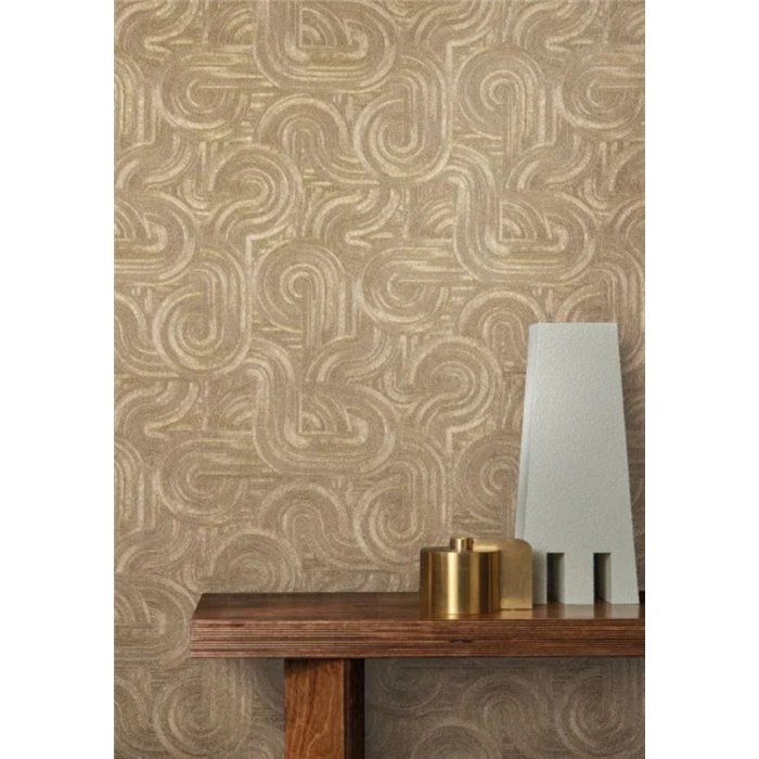Art Deco Geometric Wallpaper with Metallic Shine · Casamance Ecrin 75001018